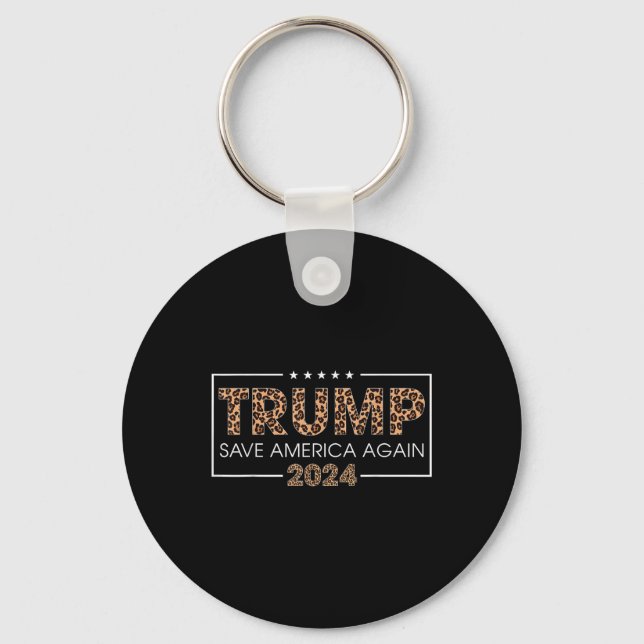 Trump 2024 Spara America Recep Leopard Print Gift  Nyckelring (Framsida)