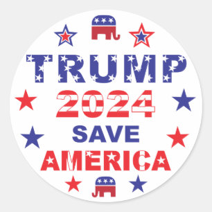 TRUMP 2024 SPARA AMERICA RUNT KLISTERMÄRKE