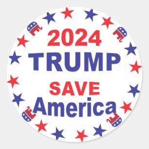 TRUMP 2024 SPARA AMERICA RUNT KLISTERMÄRKE