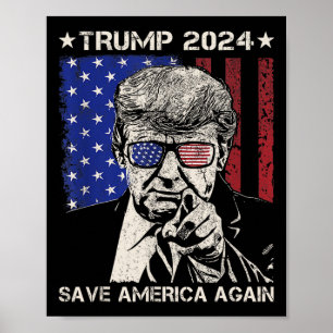 Trump 2024 Spara Amerika Återigen Amerika Flagga 1 Poster