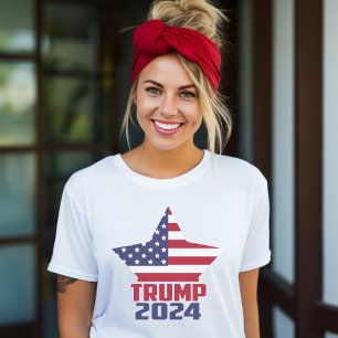 Trump 2024 Stars och stripes American Flagga Star T Shirt