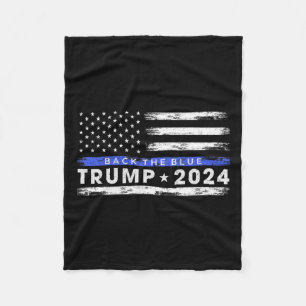 Trump 2024 Stöd De Blå Tunna Blå Linjen Amerikansk Fleecefilt