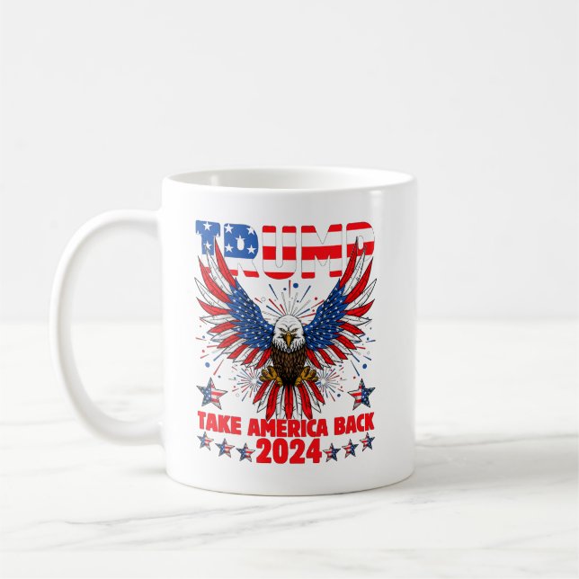 Trump 2024 Ta Amerika tillbaka Amerika Flagga Trum Kaffemugg (Vänster)