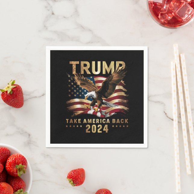 Trump 2024 Ta Amerika tillbaka Amerika Flagga Trum Pappersservett (Insitu)