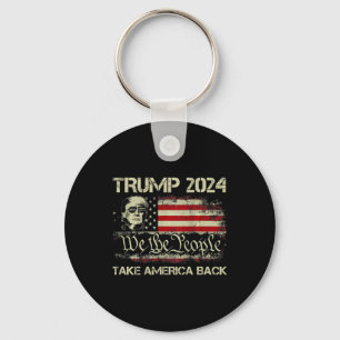 Trump 2024 Ta Amerika tillbaka amerikansk Flagga ( Nyckelring