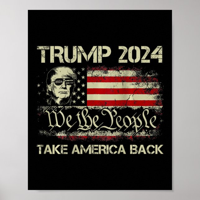 Trump 2024 Ta Amerika tillbaka amerikansk Flagga ( Poster (Framsidan)