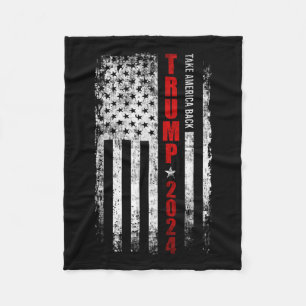 Trump 2024 Ta Amerika tillbaka amerikanska Flagga Fleecefilt