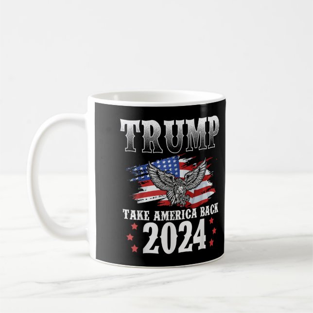 Trump 2024 Ta Amerika tillbaka amerikanska Flagga  Kaffemugg (Vänster)