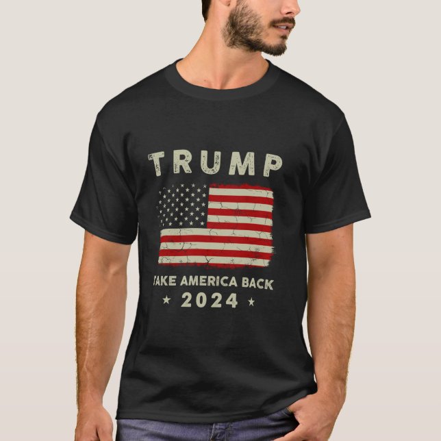 Trump 2024 Ta Amerika tillbaka amerikanska Flagga  T Shirt (Framsida)