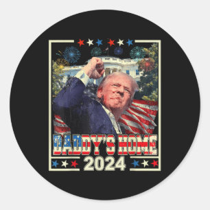 Trump 2024 Ta Amerika Tillbaka-Daddys hemtrumpump- Runt Klistermärke