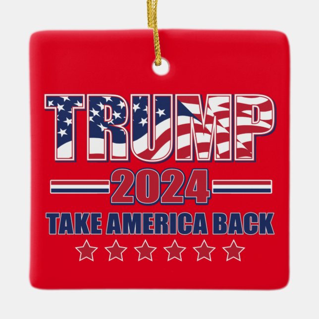 Trump 2024 Ta Amerika tillbaka Julgransprydnad Keramik (Framsida)