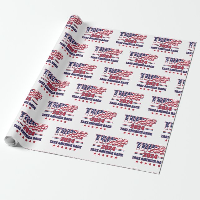 Trump 2024 Ta Amerika tillbaka Presentpapper (Utrullad)