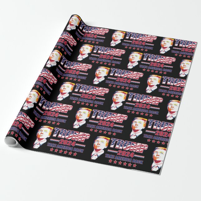 Trump 2024 Ta Amerika tillbaka Presentpapper (Utrullad)