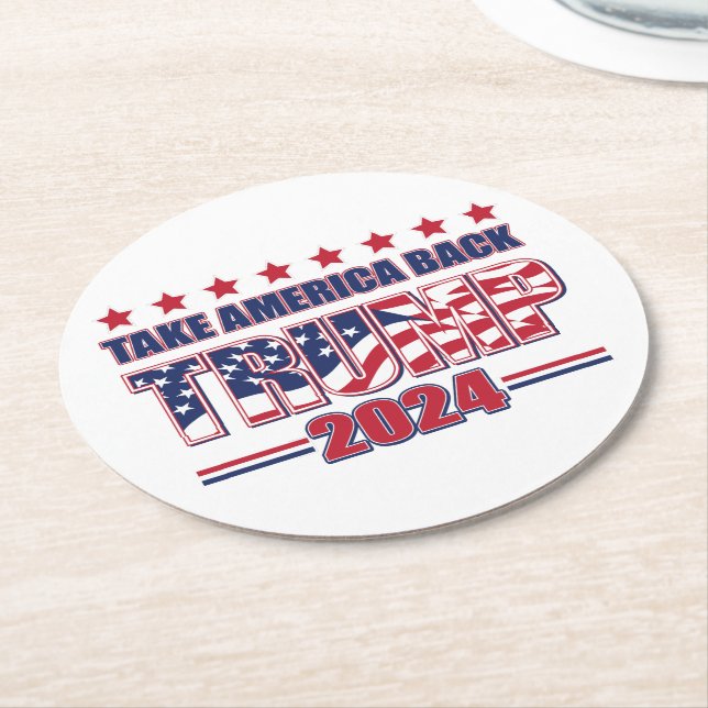 Trump 2024 Ta Amerika tillbaka Underlägg Papper Rund (Vinklad)