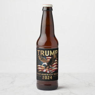 Trump 2024 Ta tillbaka Amerika Amerikansk flagga T Ölflaska Etikett
