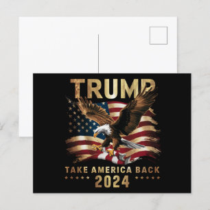 Trump 2024 Ta tillbaka Amerika Amerikansk flagga T Vykort