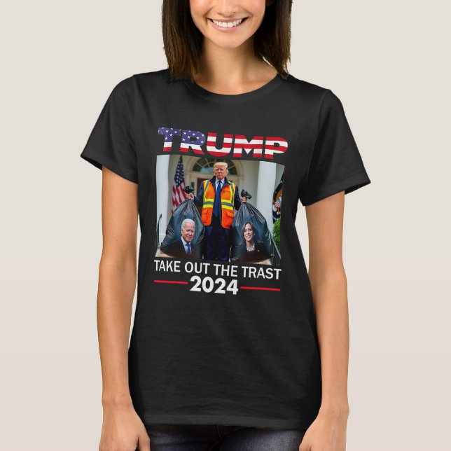 Trump 2024: Ta ut den Sopor-fina Trump Garbyge T Shirt (Framsida)