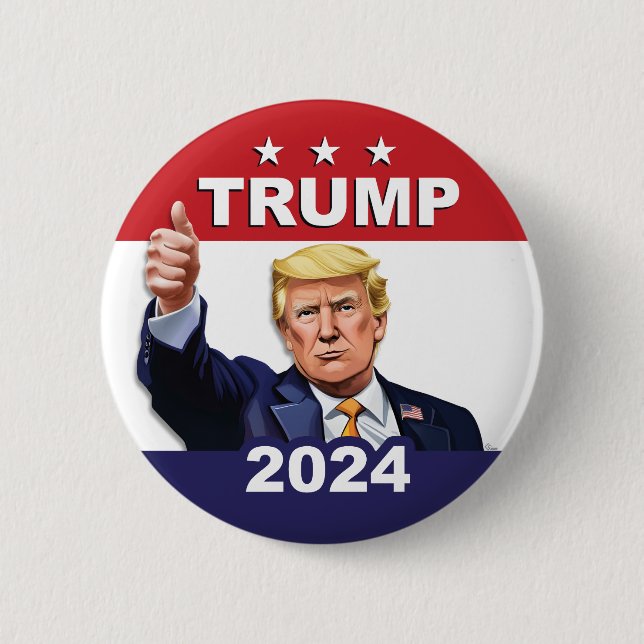 TRUMP 2024 Thumbs upp Kampanj-valknapp Knapp (Framsida)