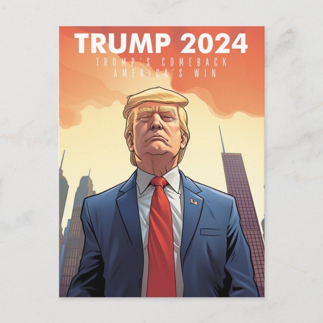 Trump 2024 - USA - Make America Great Again - Come Vykort (Framsida)