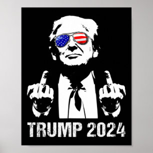 Trump 2024 Val Amerikansk Flagga Solglasögon Repub Poster