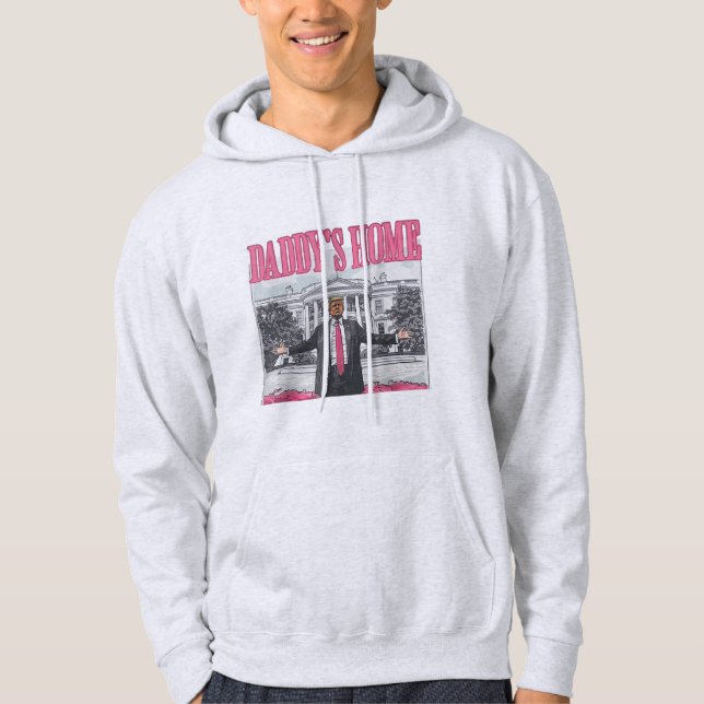 Trump 2024 Val Pappor Hemma Rosa Hoodie (Framsida)