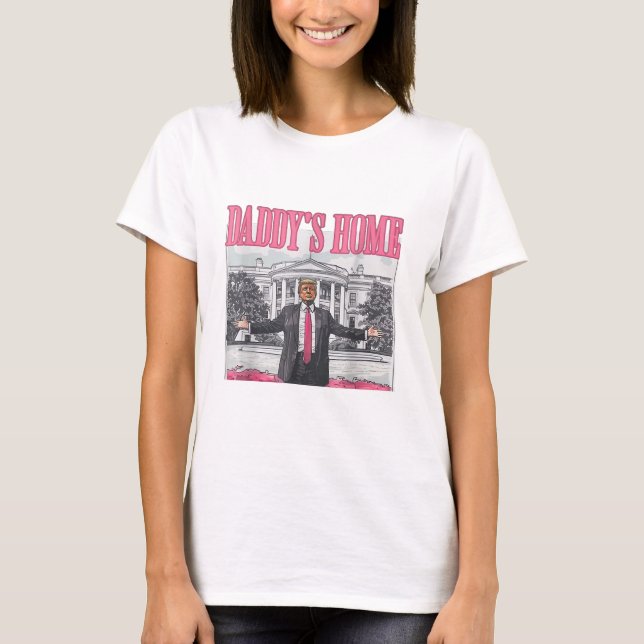 Trump 2024 Val Pappor Hemma Rosa T Shirt (Framsida)