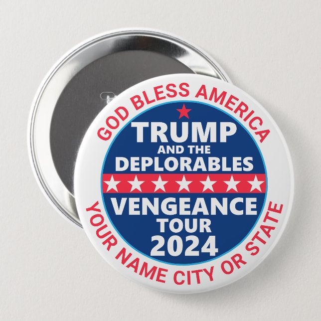 Trump 2024 Vengeance Tour Deplorables Kampanj Knapp (Framsida & baksida)