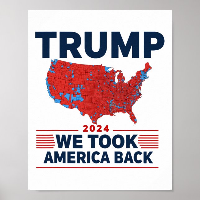 Trump 2024 Vi tog Amerika Byck-valresultat M Poster (Framsidan)