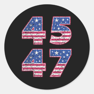 Trump 2024 Vintage 45 47 America Flagga Tee for Wo Runt Klistermärke