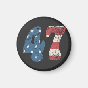 Trump 2024 Vintage Patriotic American Flagga 47 Magnet