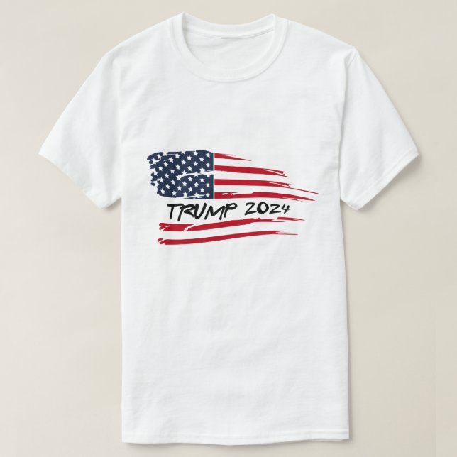 Trump 2024 Wave American Flagga T Shirt (Design framsida)