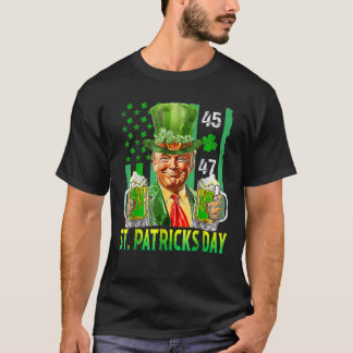 Trump 2025 American Flagga St Patrick s Day T Shirt