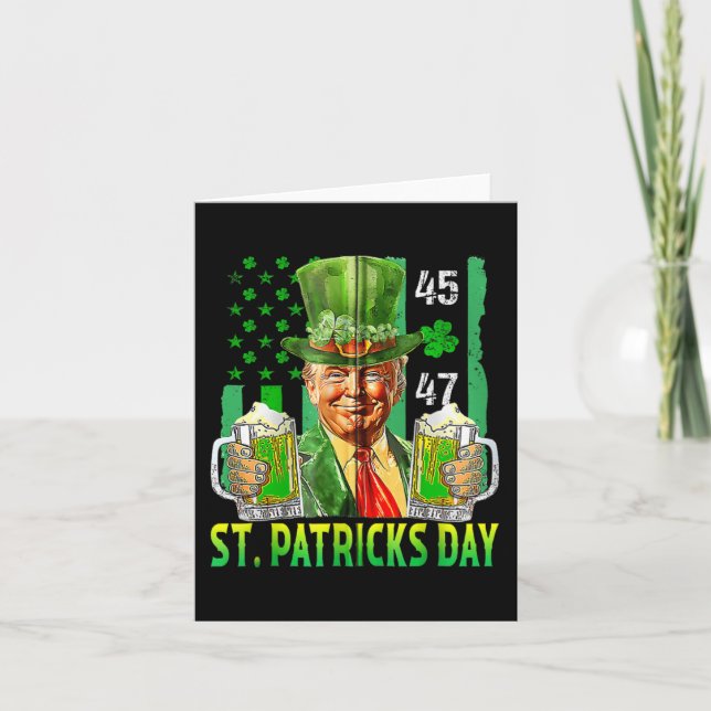Trump 2025 American Flagga St. Patricks Day Kort (Framsida)