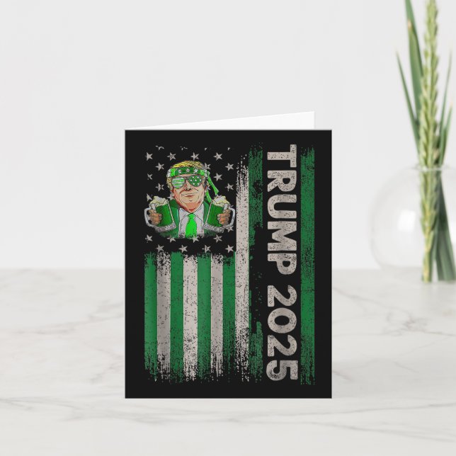 Trump 2025 American Flagga St. Patricks Day Kort (Framsida)