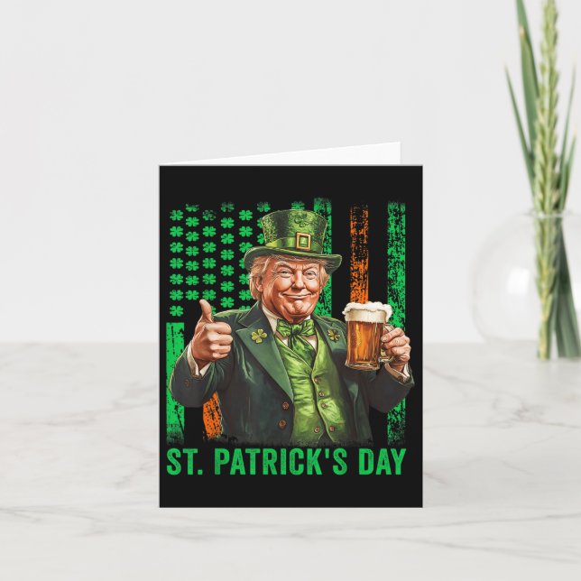 Trump 2025 American Flagga St. Patricks Day Kort (Framsida)