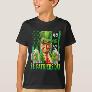 Trump 2025 American Flagga St. Patricks Day T Shirt