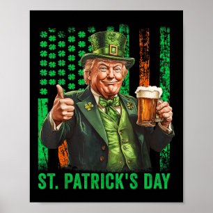 Trump 2025 Amerikansk Flagga Vintage St. Patricks  Poster
