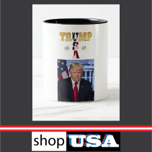 Trump 2025 Guld Porträtt Mugg ☕ USA 45 47