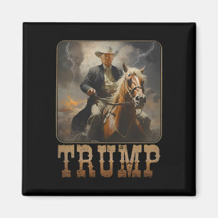 Trump 2025 President Cowboy Ridande Häst Western U Magnet