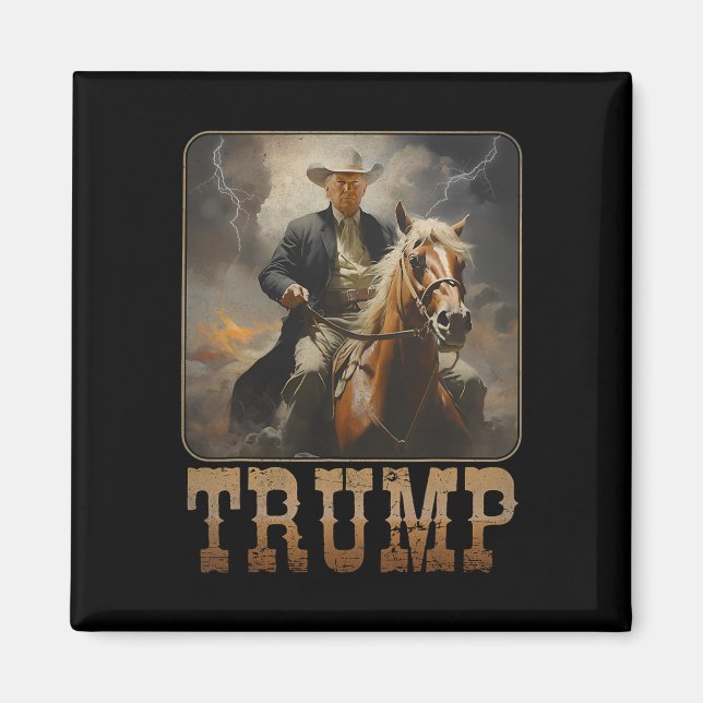 Trump 2025 President Cowboy Ridande Häst Western U Magnet (Framsidan)