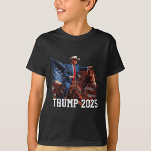 Trump 2025 Ridande Häst Amerikansk Flagga Cowboy 4 T Shirt