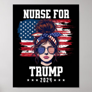 Trump 2025 Sjuksköterska Rufsigt Bunt Amerika Usa Poster