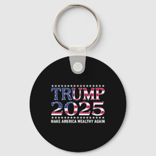 Trump 2025 Usa Flag Make America Wealthy Again Nyckelring