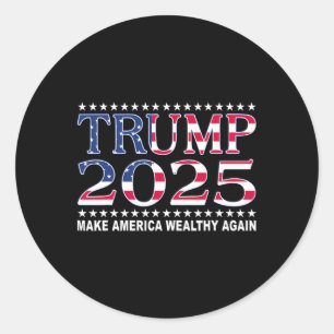 Trump 2025 Usa Flag Make America Wealthy Again Runt Klistermärke