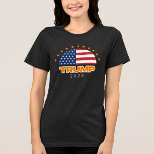 Trump 2028 American Flagga Bold T Shirt