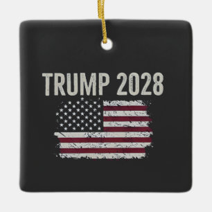 Trump 2028 Amerikansk Flagga Val President Julgransprydnad Keramik