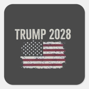 Trump 2028 Amerikansk Flagga valpresident Fyrkantigt Klistermärke