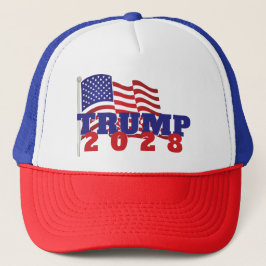 Trump 2028 med amerikansk Flagga Keps
