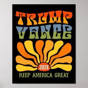 Trump 2028 President Re-election Us Flagga Trump V Poster
