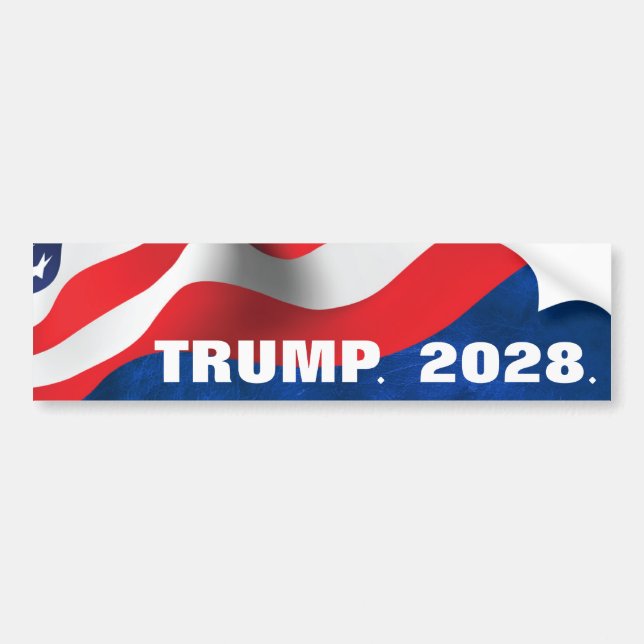 Trump 2028 Text med Flagga Bildekal (Framsidan)